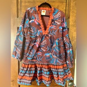 Printed Long Sleeve Mini Dress | Farm Rio for Anthropologie | Size: M